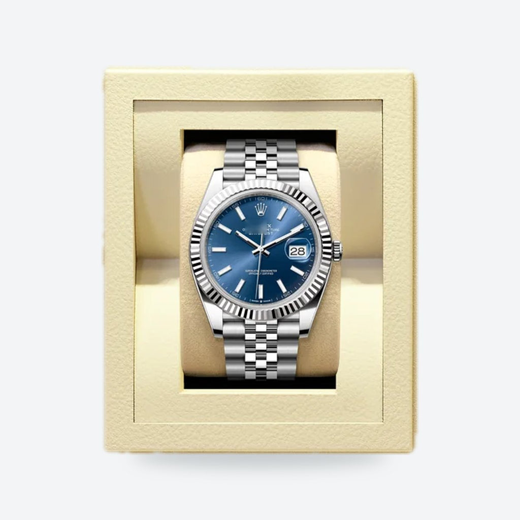 Men's 41mm Automatic Dress Watch, Fluted Bezel, Bright blue Dial, view 7