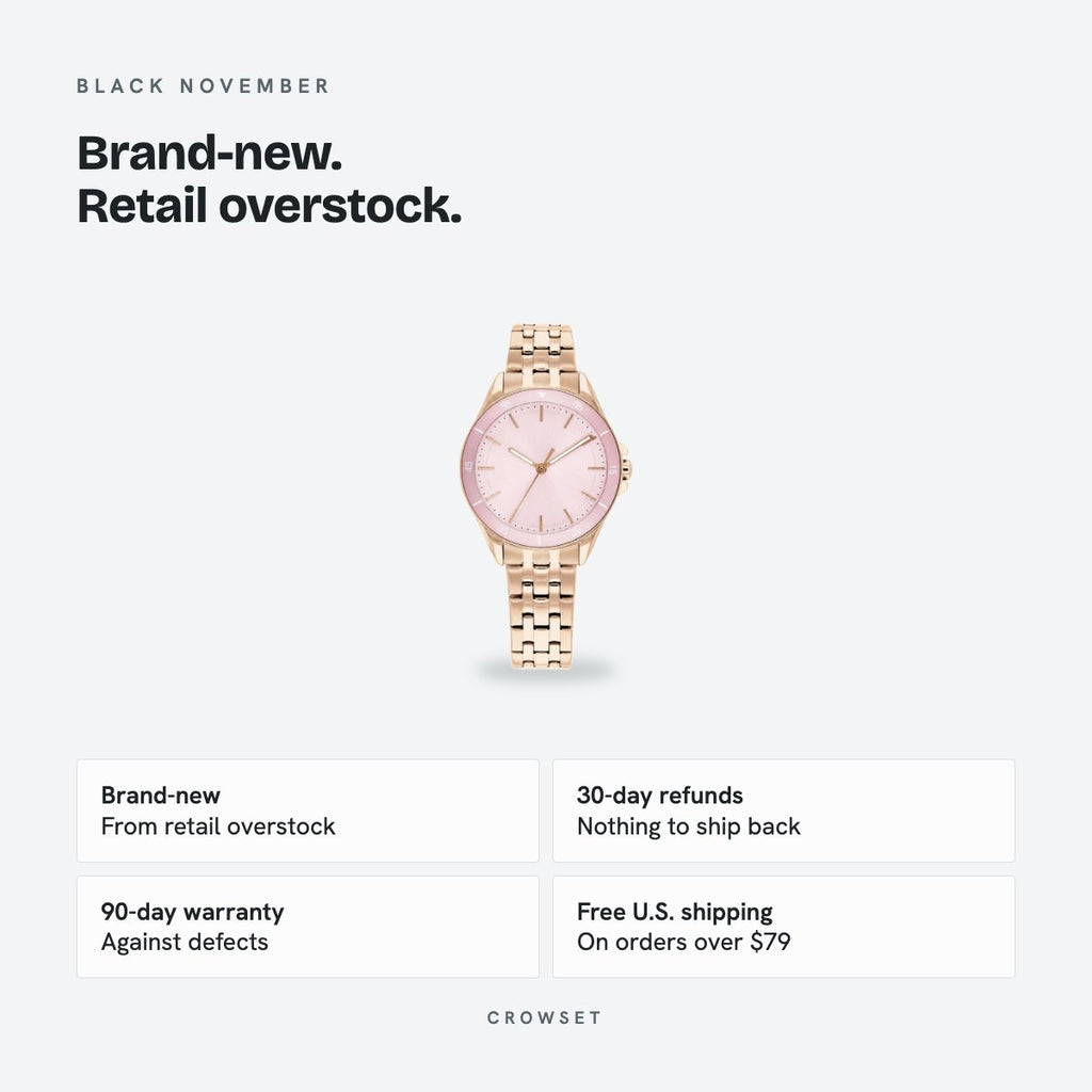 Women's 30mm Pink Dial Watch, Steel Bracelet, details