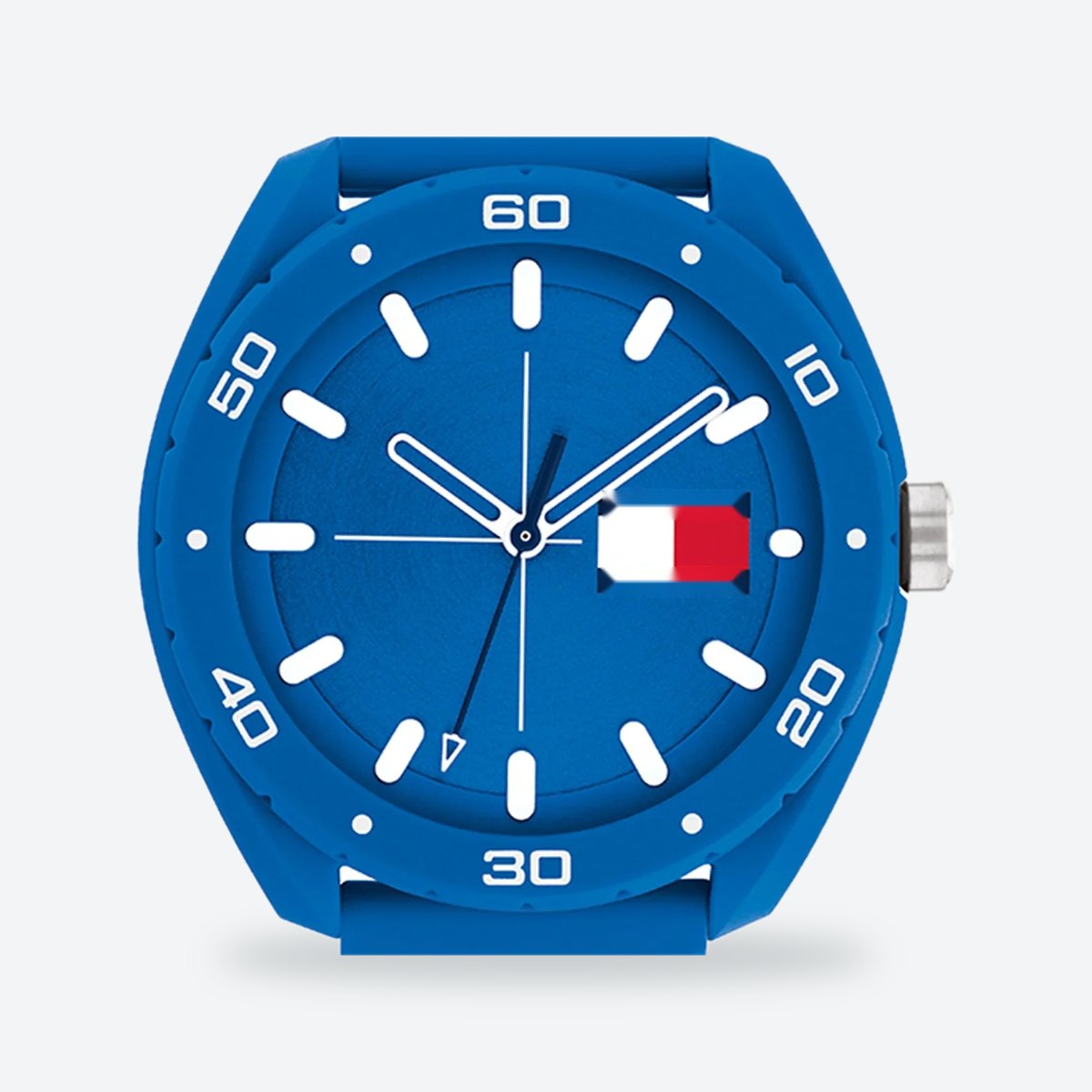 Men's 45mm Blue Dial Watch, Rubber Strap, Style 2, view 2