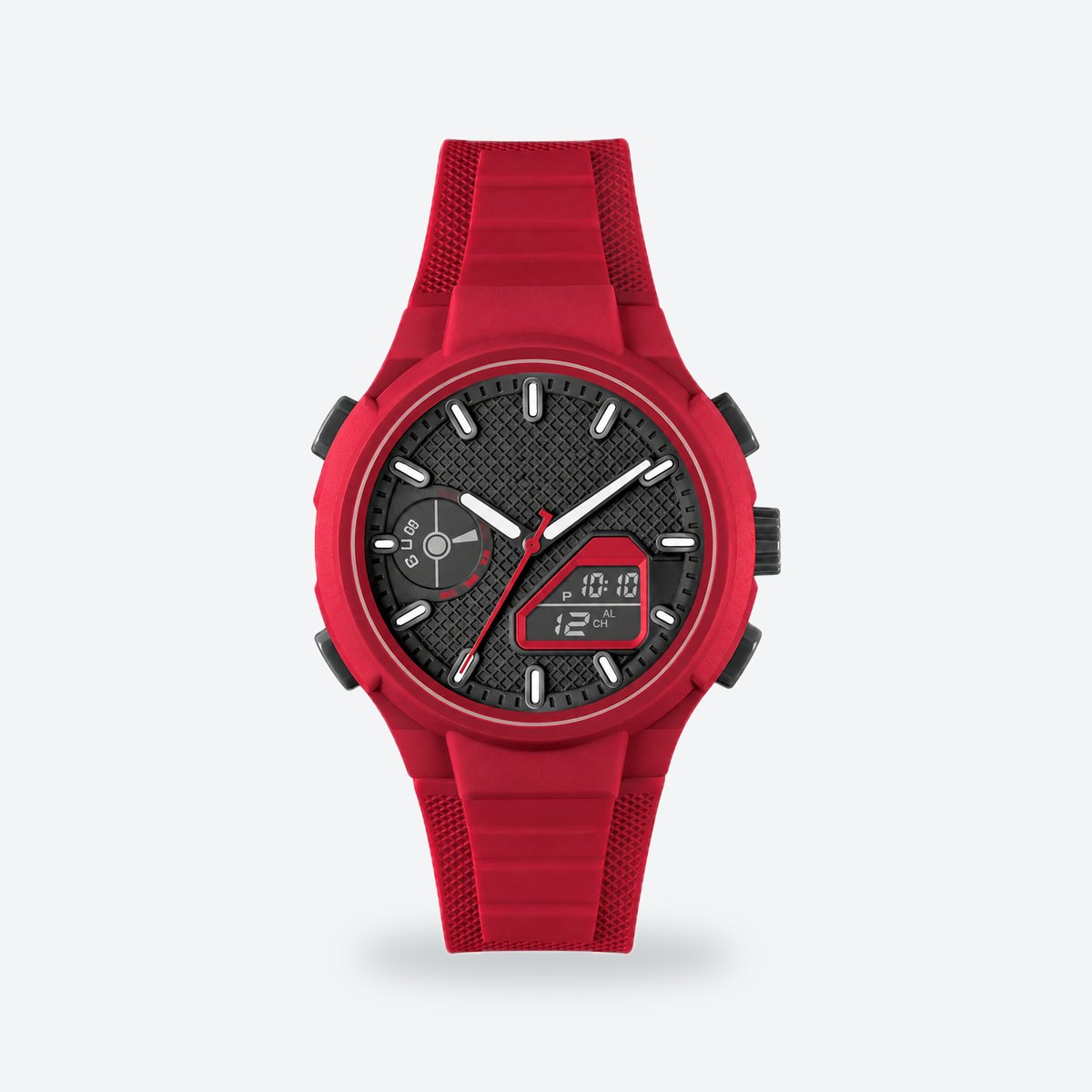 Men's 45mm Black and Gold Dial Watch, Black dial / Red
