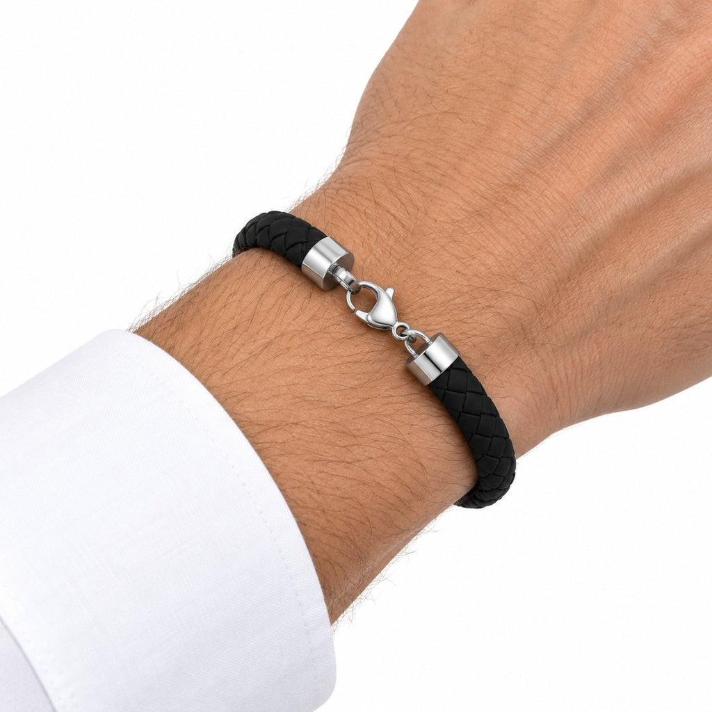 Men's Black Silicone Bracelet, view 4