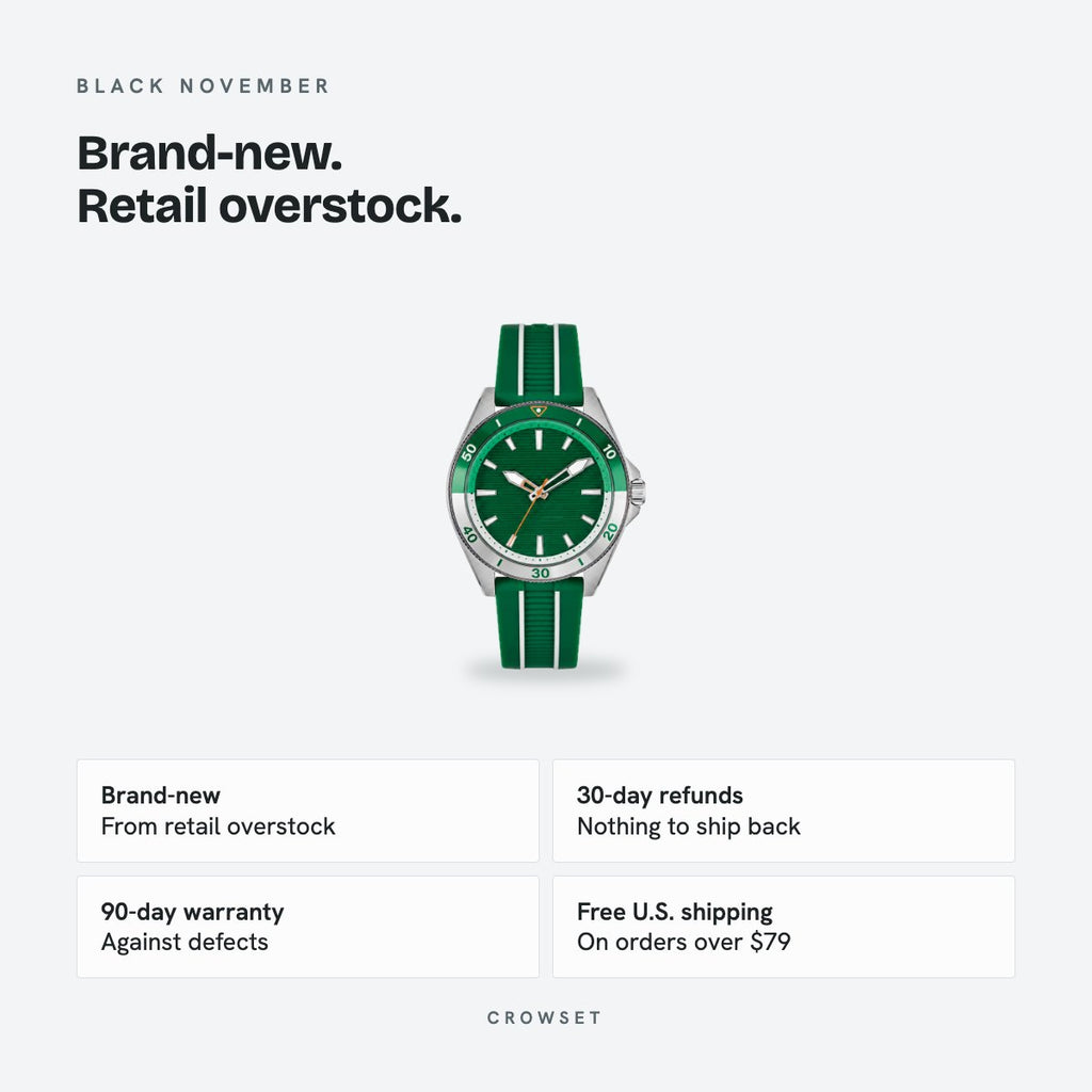 Men's 43mm Green Dial Watch, Rubber Strap, details