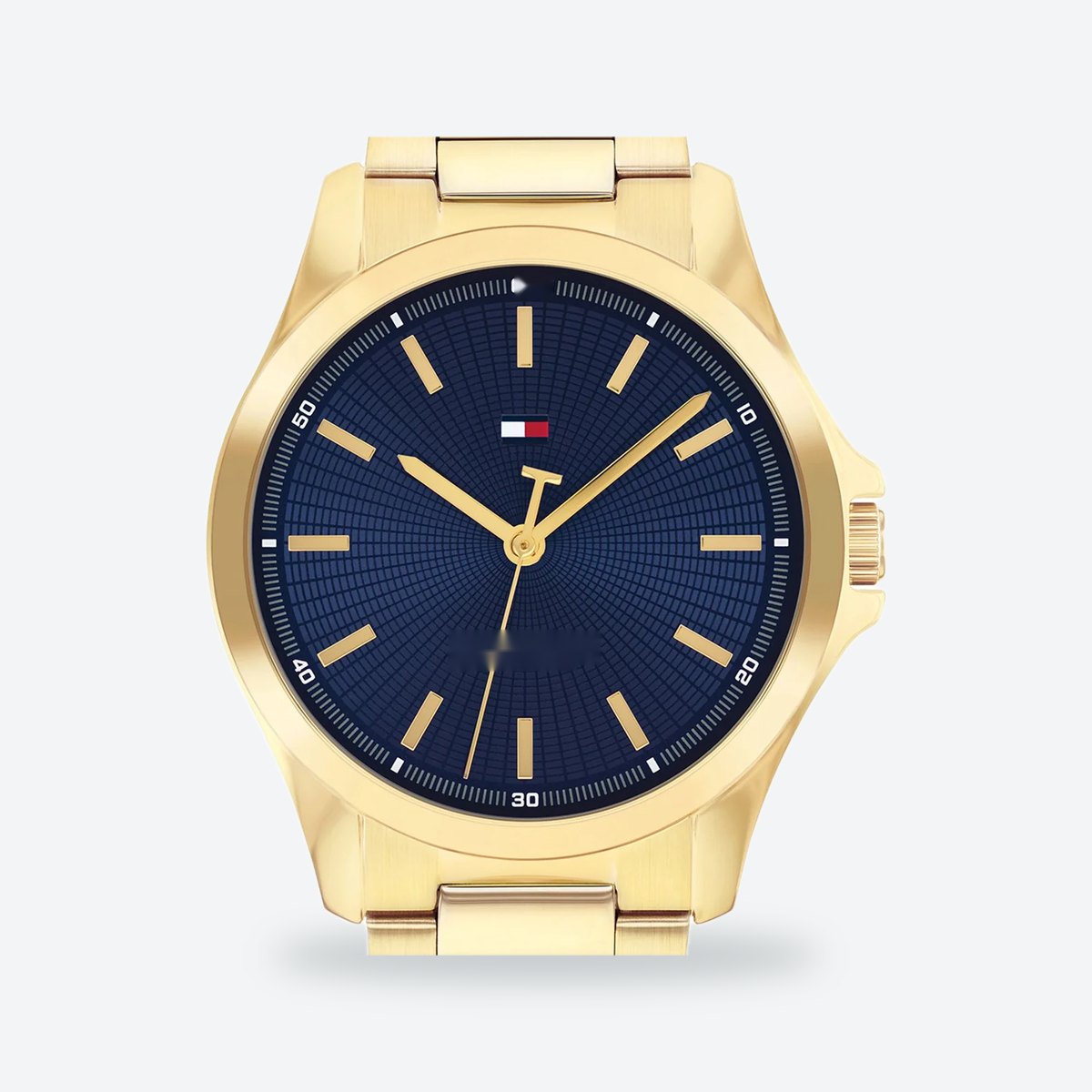 Men's 43mm Blue Dial Watch, Steel Bracelet, Gold-Tone, view 2