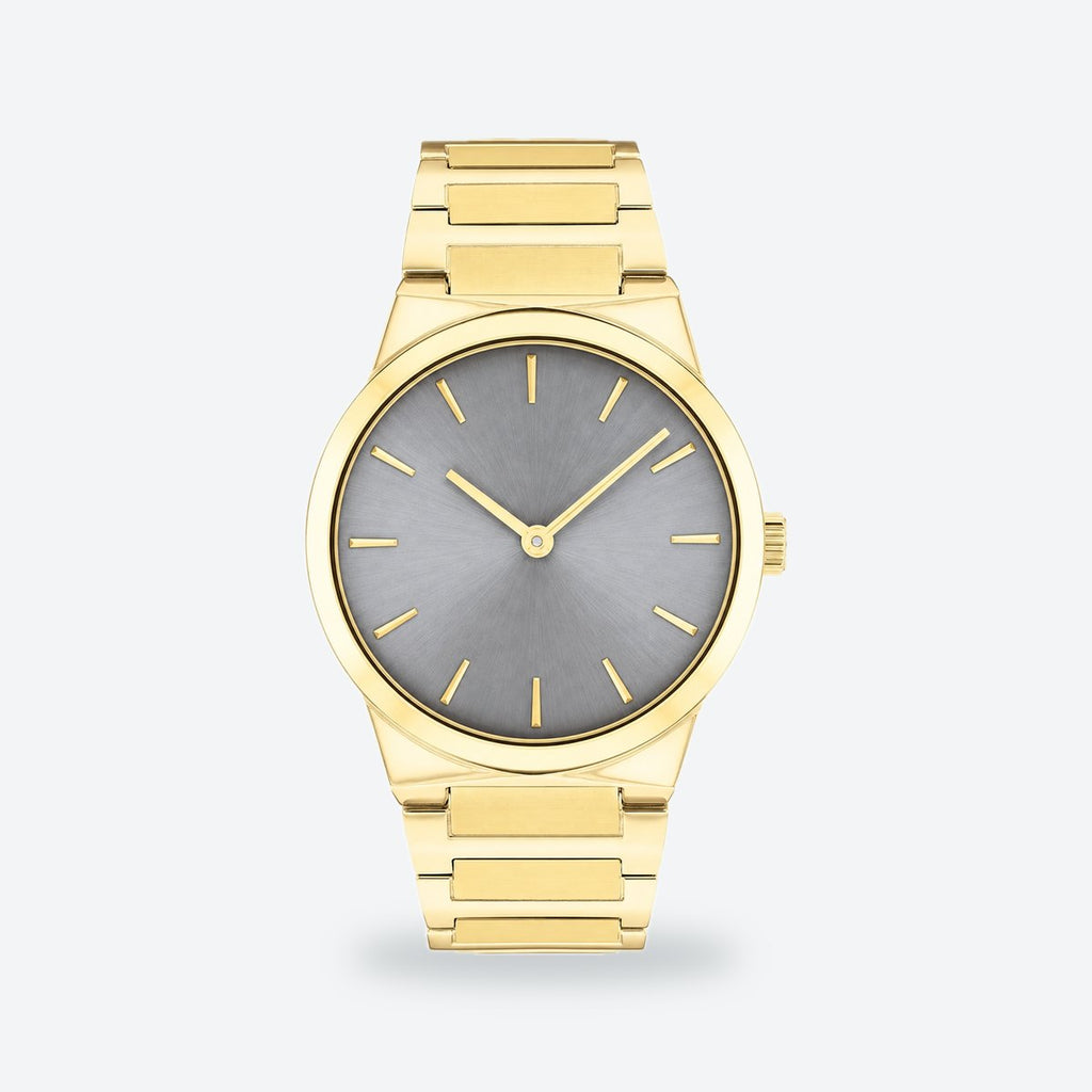 Women's 36mm Silvery White Dial Watch, Grey dial / Gold-tone