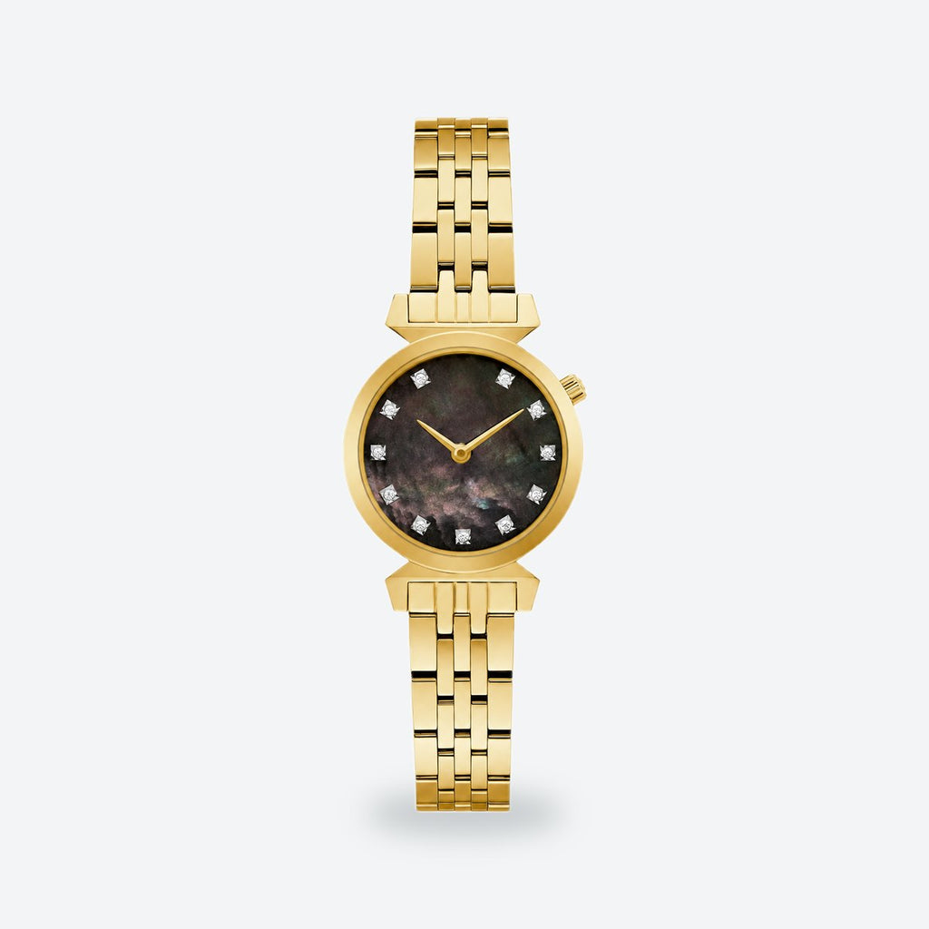 Women's 24mm Black Dial Watch, Black dial / Gold-tone