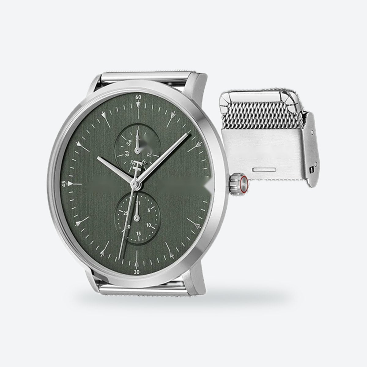 Men's 40mm Green Dial Watch, Steel Bracelet, view 4
