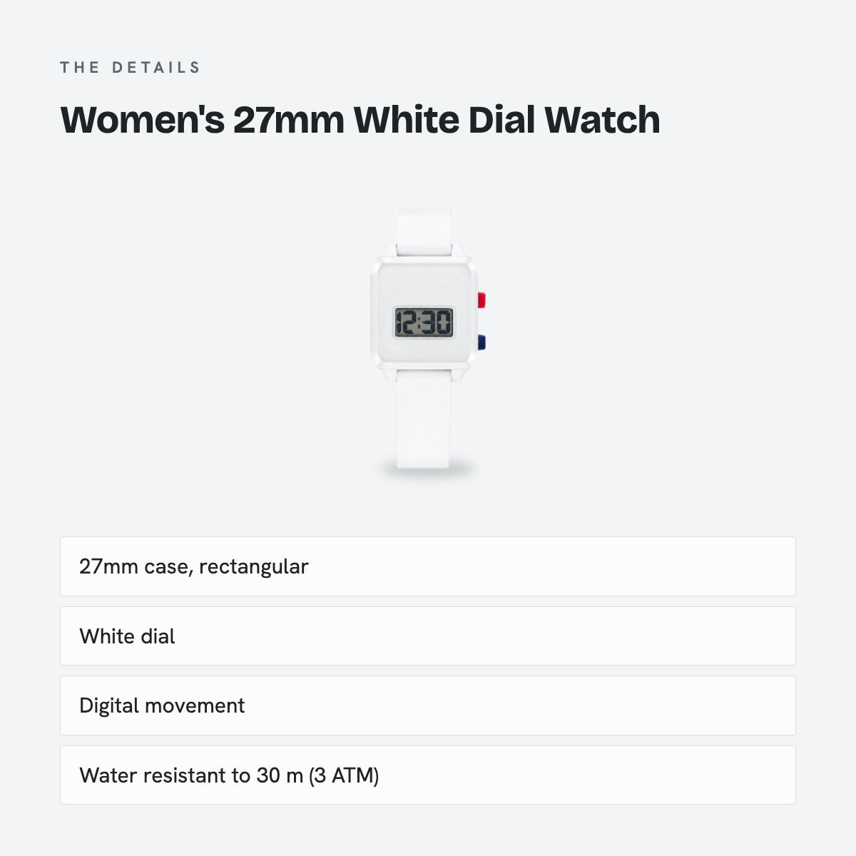 Women's 27mm White Dial Watch, details