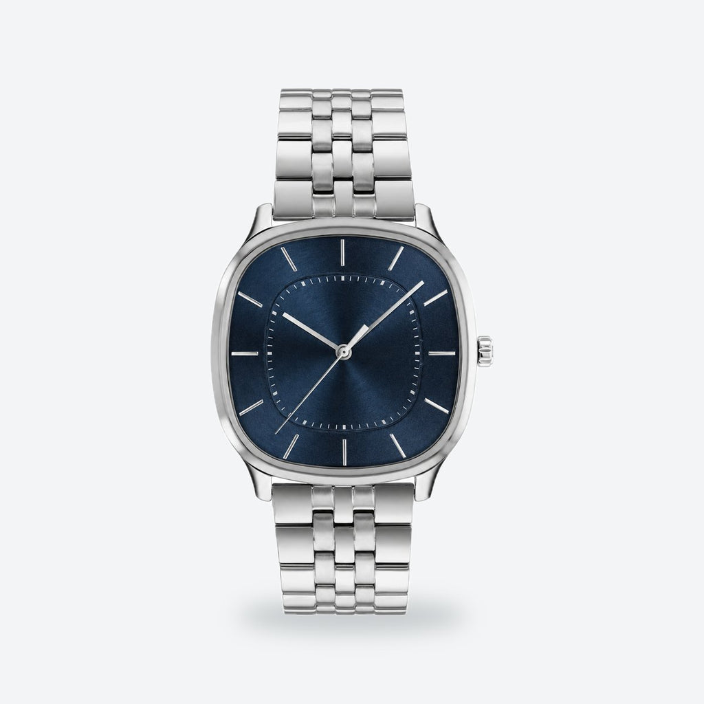 Men's 37mm White Dial Watch, Blue dial / Silver-tone