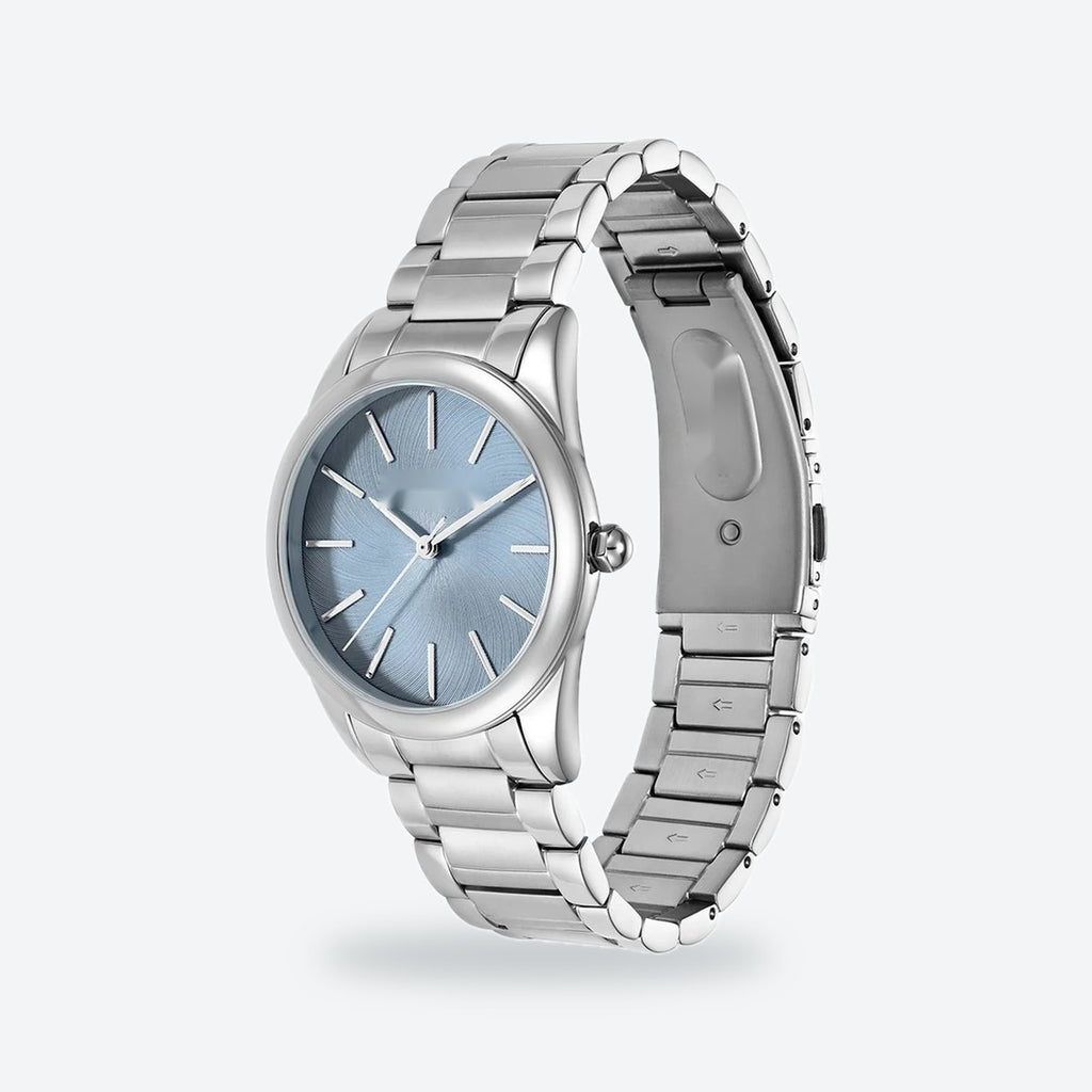 Women's 34mm Blue Dial Watch, Steel Bracelet, view 3