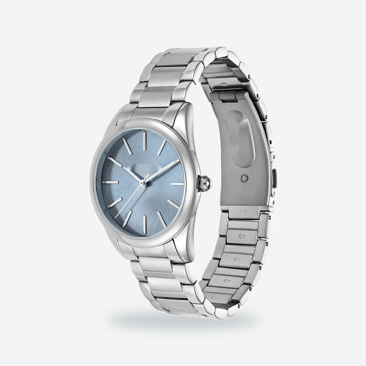 Women's 34mm Blue Dial Watch, Steel Bracelet, view 3