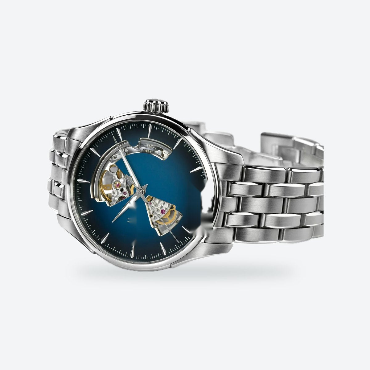 Men's 40mm Automatic Open-Heart Dial Watch, Smoked blue Dial, view 2