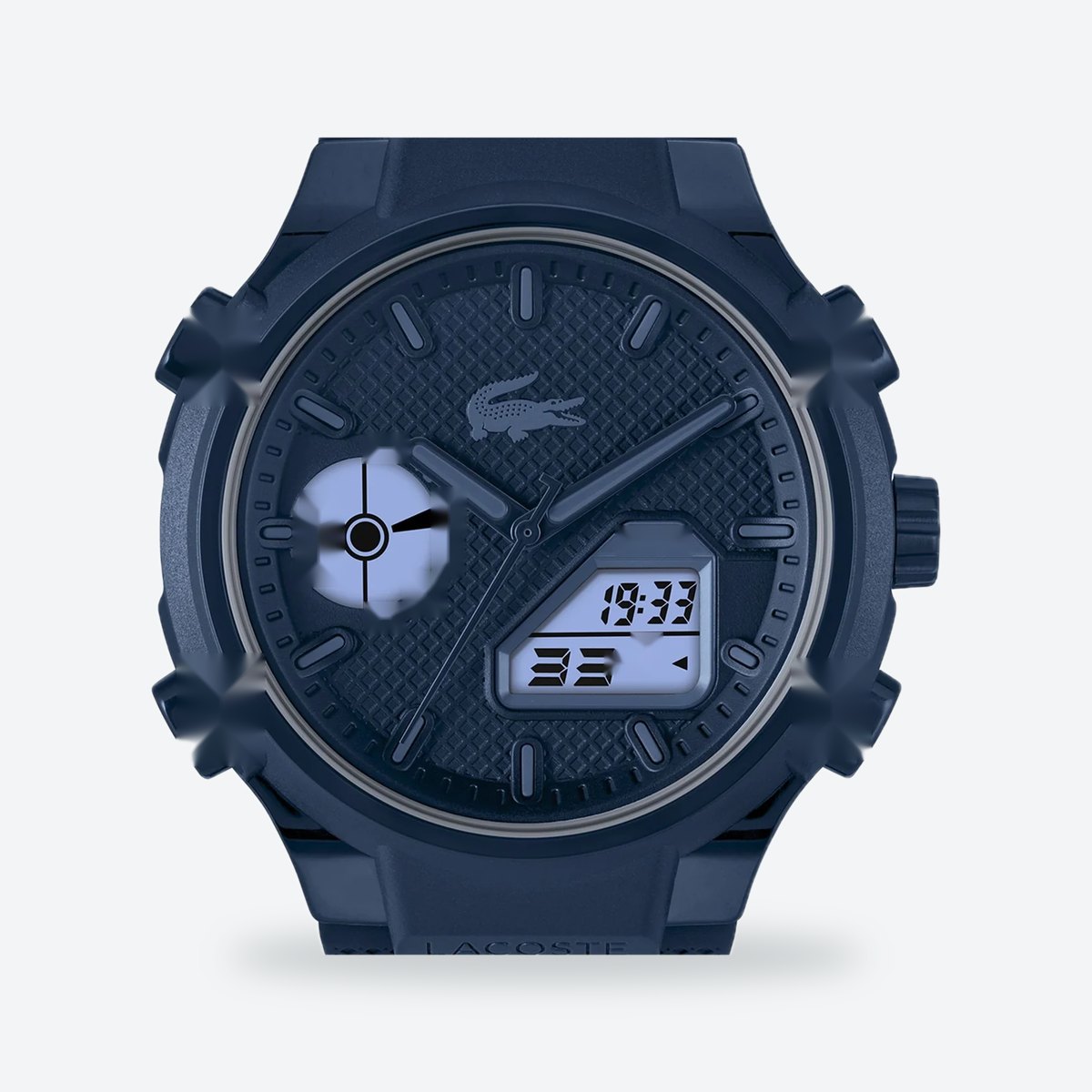 Men's 45mm Blue Dial Watch, Rubber Strap, view 6