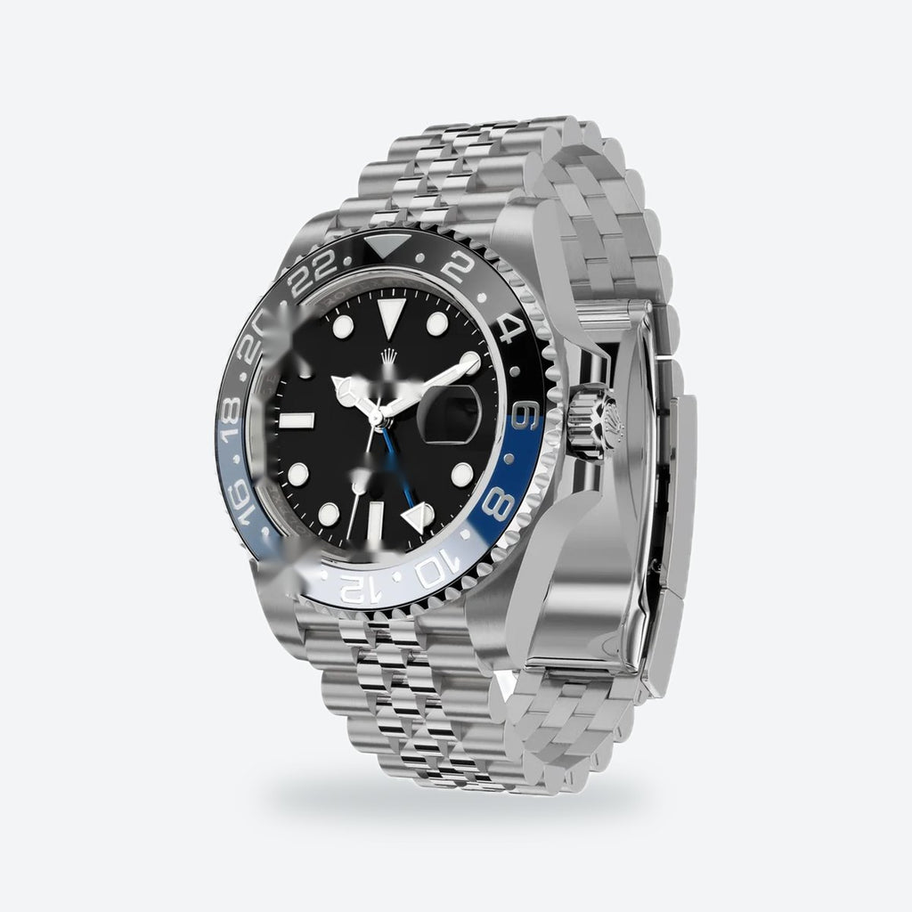 Men's 40mm Automatic GMT Watch, Two-Tone Bezel, Black Dial, view 2