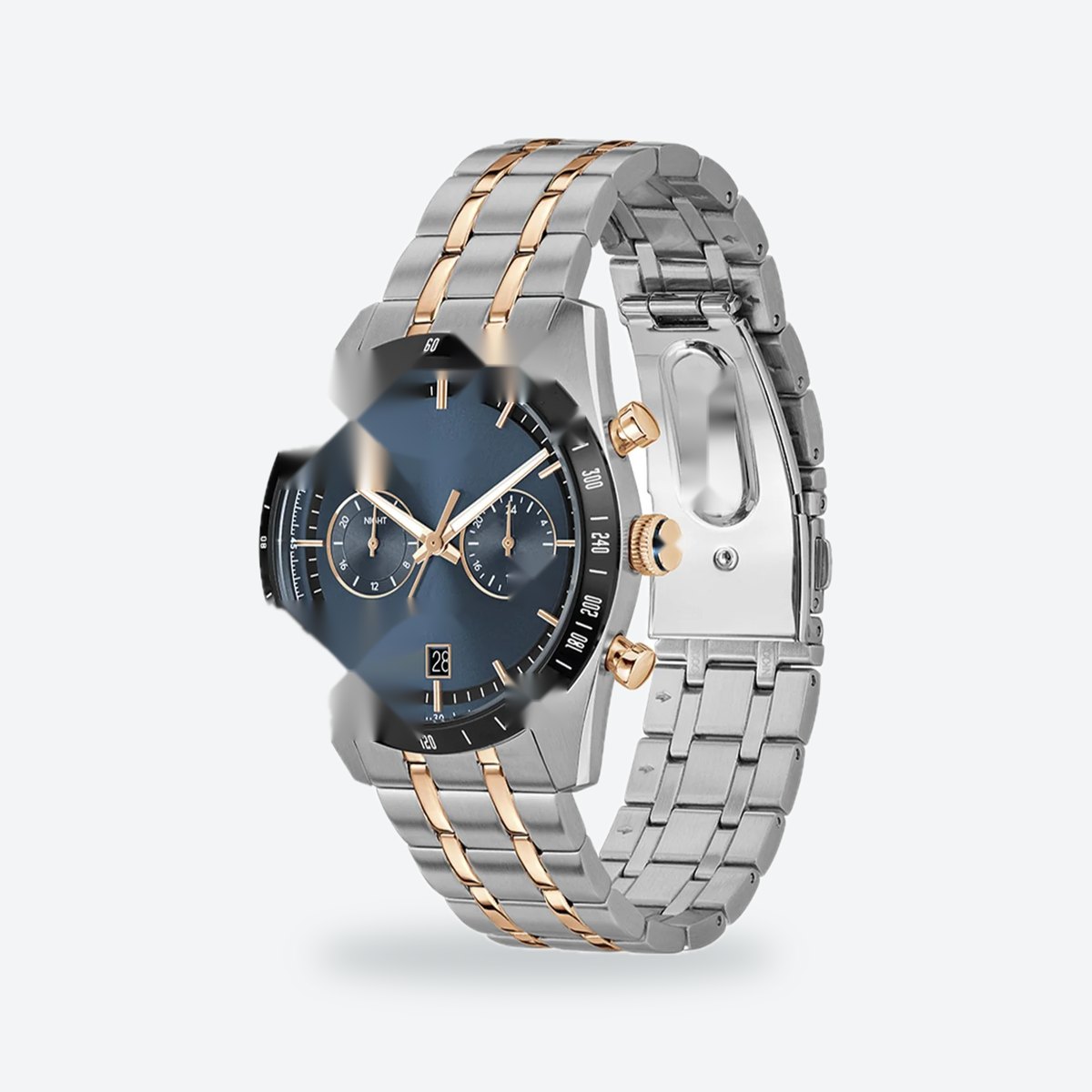 Men's 41mm Blue Dial Watch, Metal Bracelet, view 3