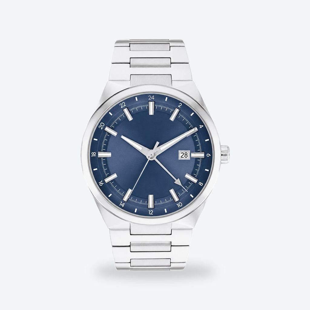 Men's 44mm Green Dial Watch, Blue dial / Silver-tone
