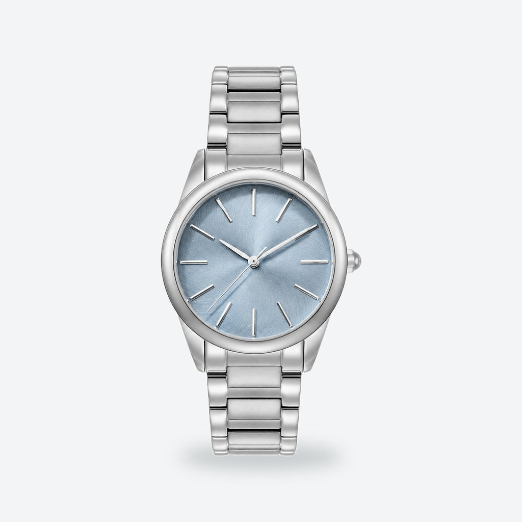 Women's 34mm Blue Dial Watch, Steel Bracelet, Blue dial / Silver-tone
