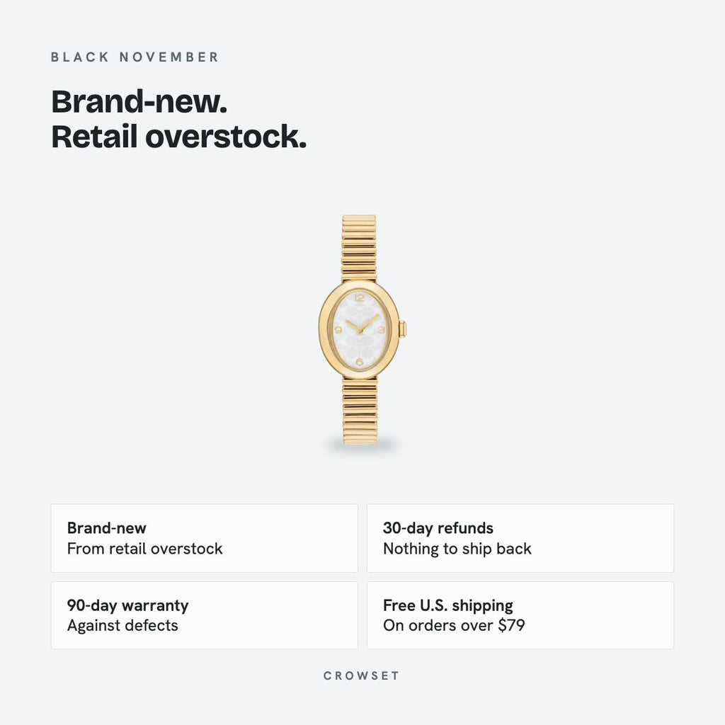 Women's 22mm White Dial Watch, Steel Bracelet, Gold-Tone, details