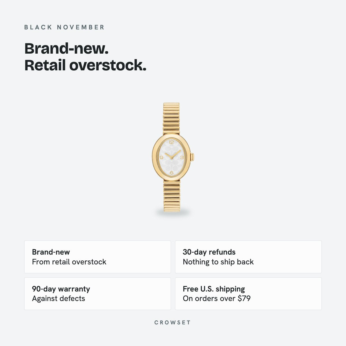 Women's 22mm White Dial Watch, Steel Bracelet, Gold-Tone, details