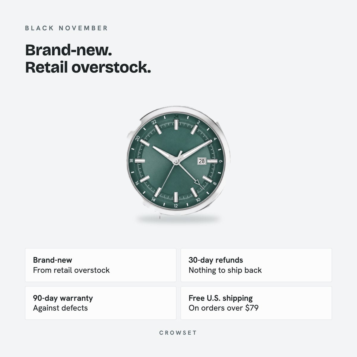 Men's 44mm Green Dial Watch, details