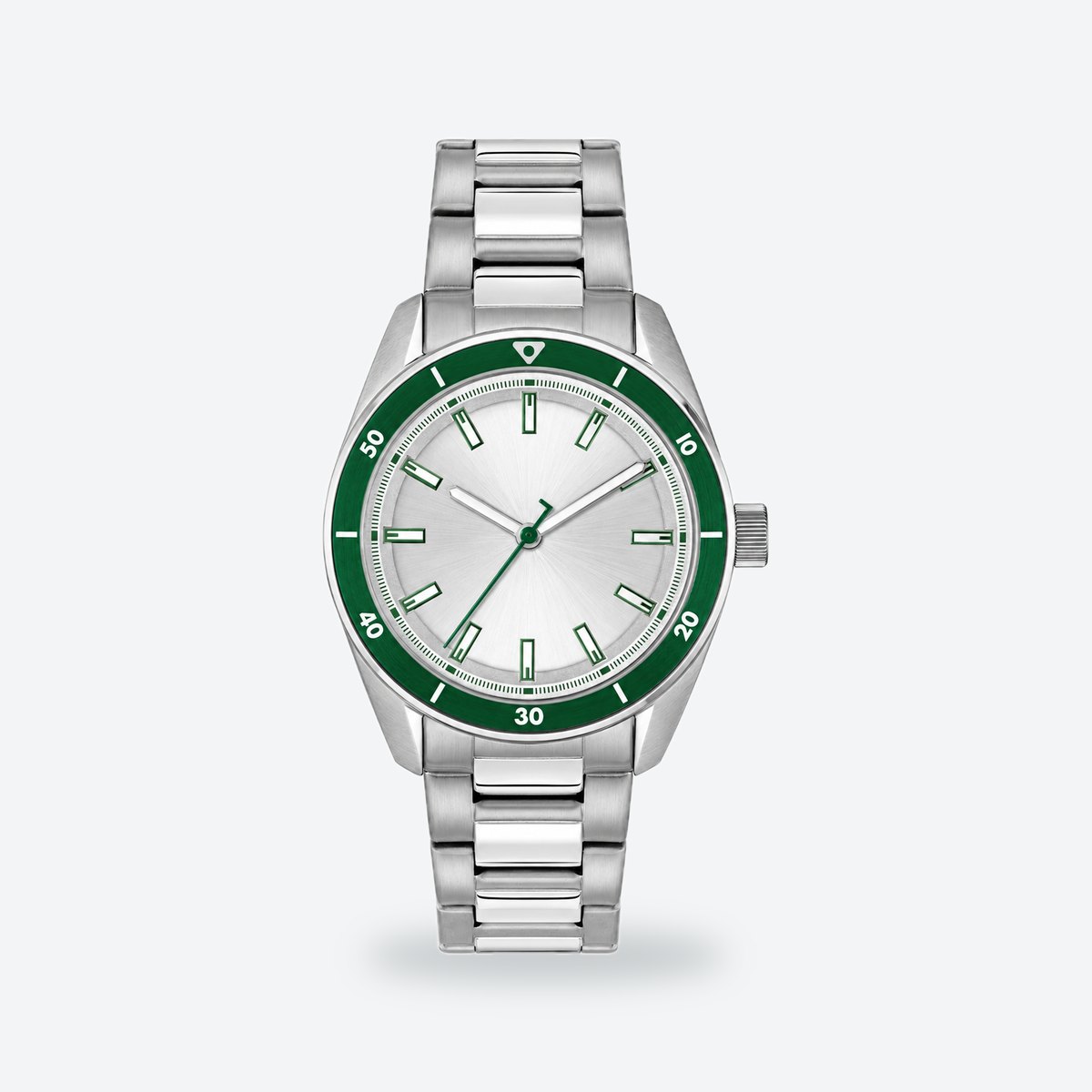 Men's 39mm White Dial Watch, Steel Bracelet, White dial / Silver-tone
