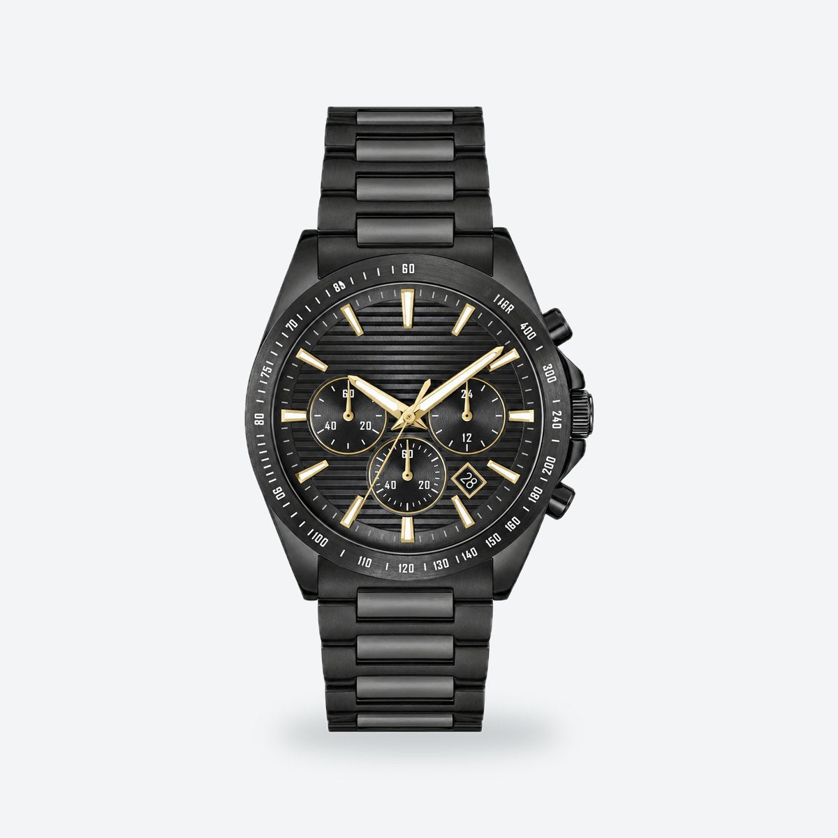 Men's 41mm Black Dial Watch, Steel Bracelet, Silver-Tone, Black dial / Black