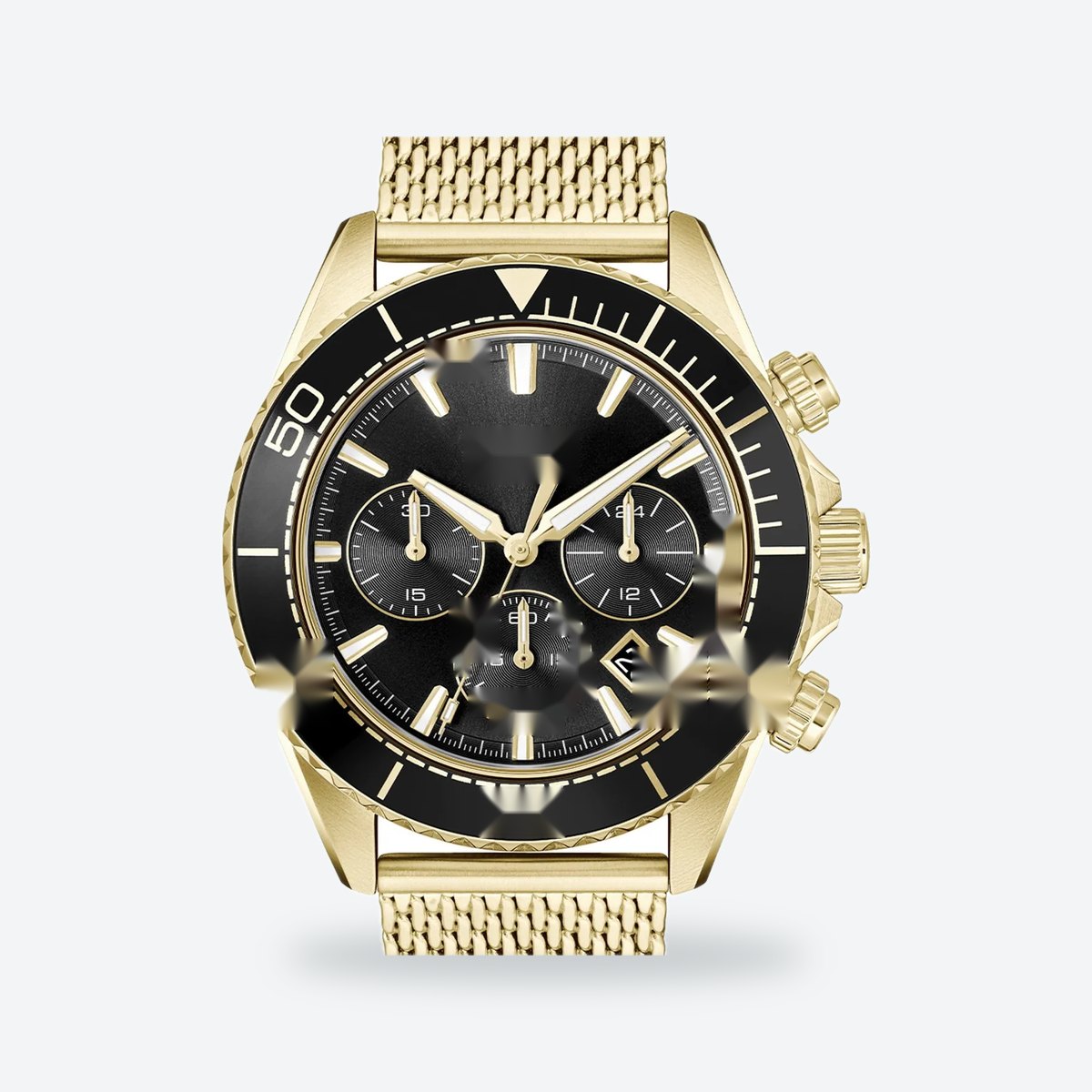 Men's 44mm Black Dial Chronograph Watch, view 3