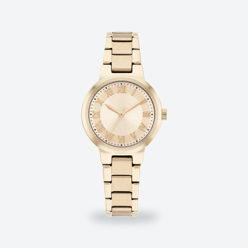 Women's 28mm White Dial Watch, Steel Bracelet, Style 2, Rose gold dial / Rose gold-tone