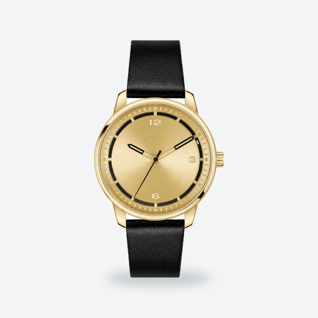 Men's 42mm Gold Dial Watch, Gold dial / Black