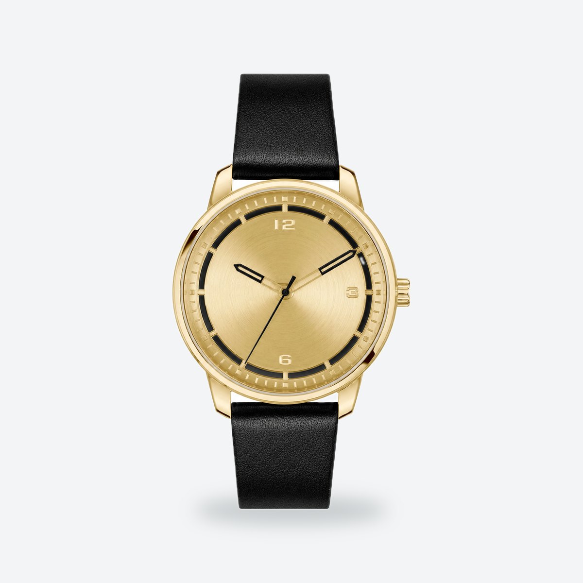 Men's 42mm Gold Dial Watch, Gold dial / Black