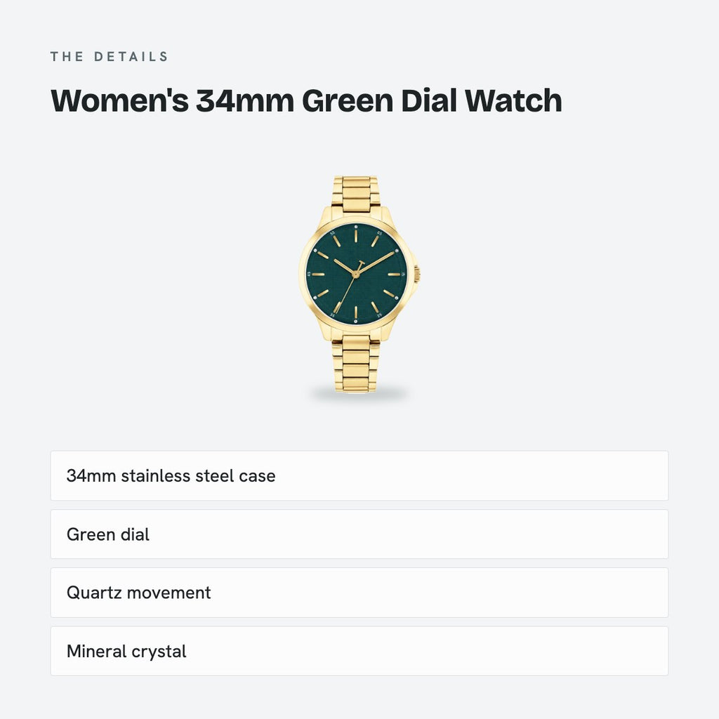 Women's 34mm Green Dial Watch, details