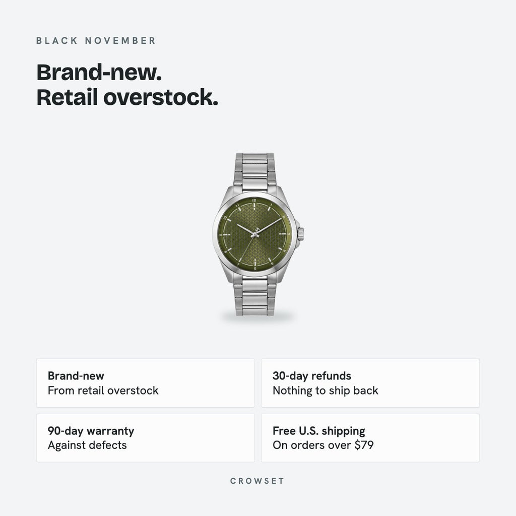 Men's 41mm Green Dial Watch, Steel Bracelet, details