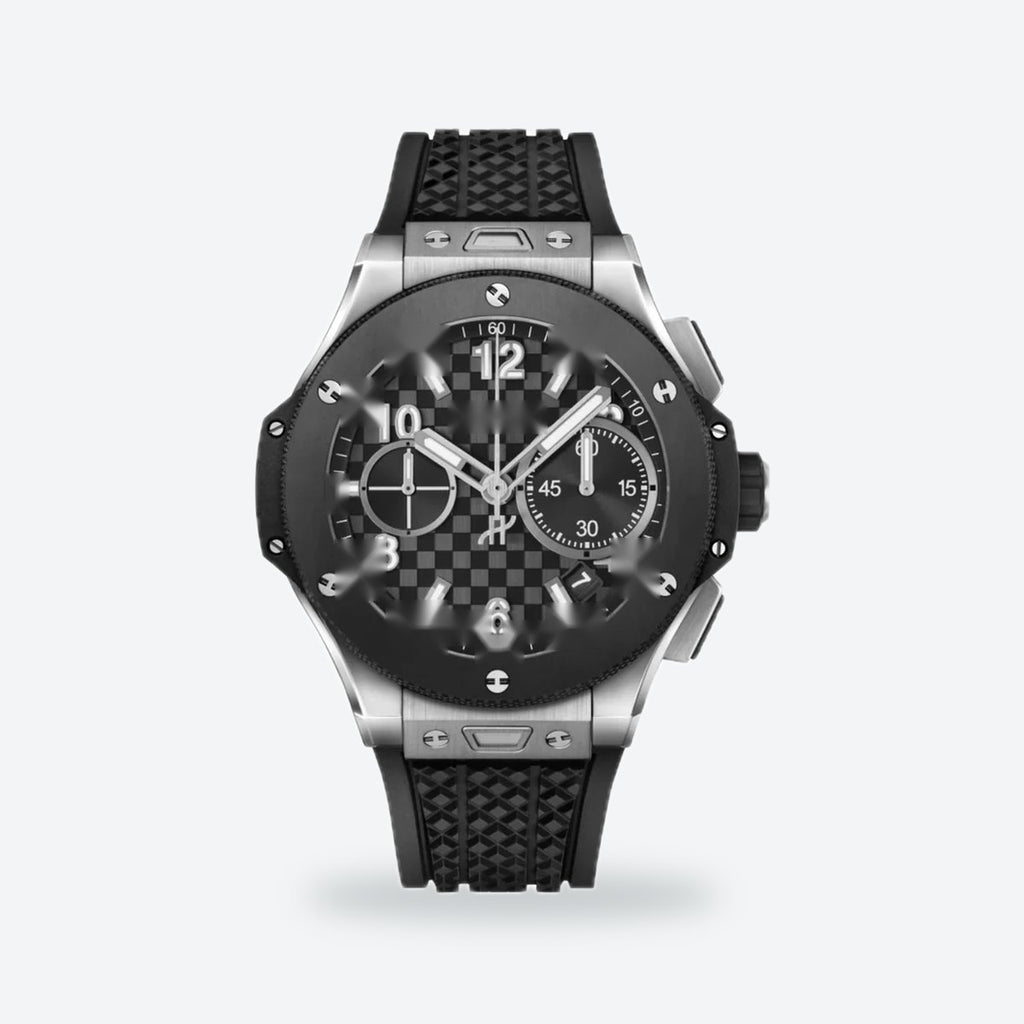 Men's 43mm Automatic Flyback Chronograph Watch, Rubber Strap, Black Dial, view 2
