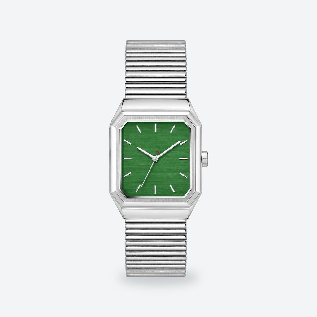 Men's 31x32mm White Dial Watch, Green dial / Silver-tone
