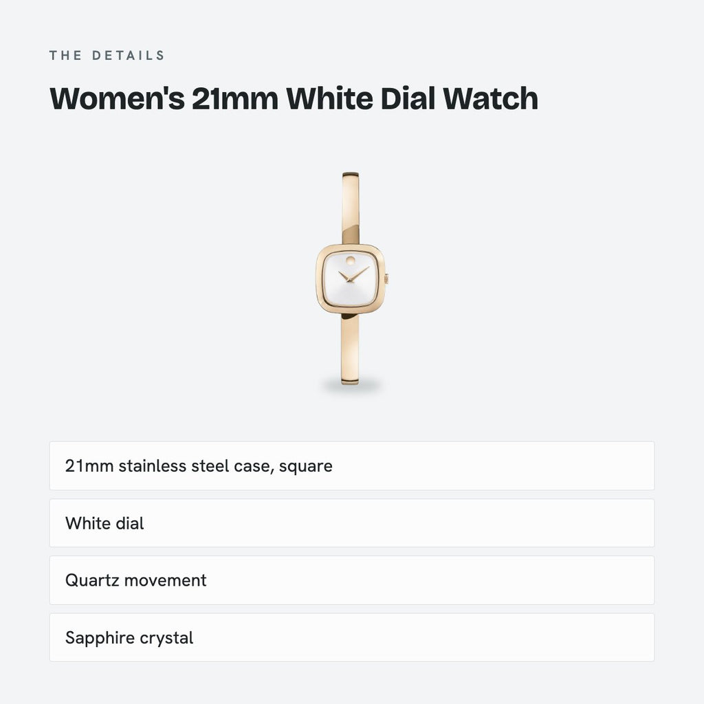 Women's 21mm White Dial Watch, details