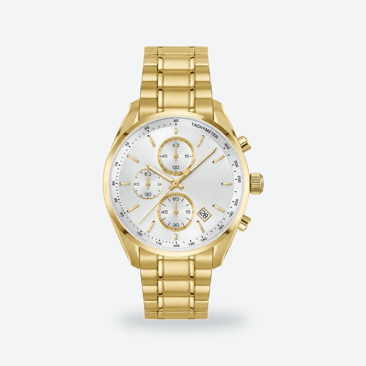 Men's 40mm Blue Dial Chronograph Watch, White dial / Gold-tone