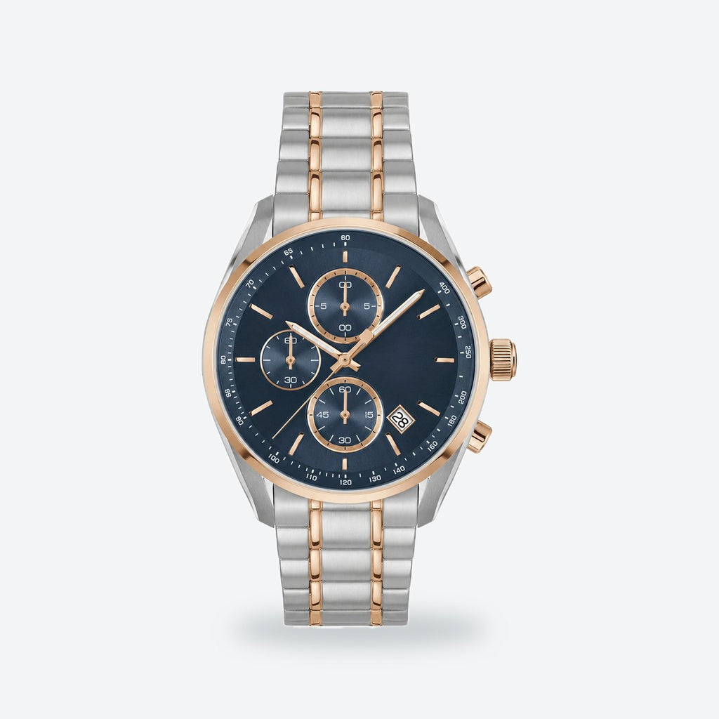 Men's 40mm Blue Dial Chronograph Watch, Blue dial / Silver-tone