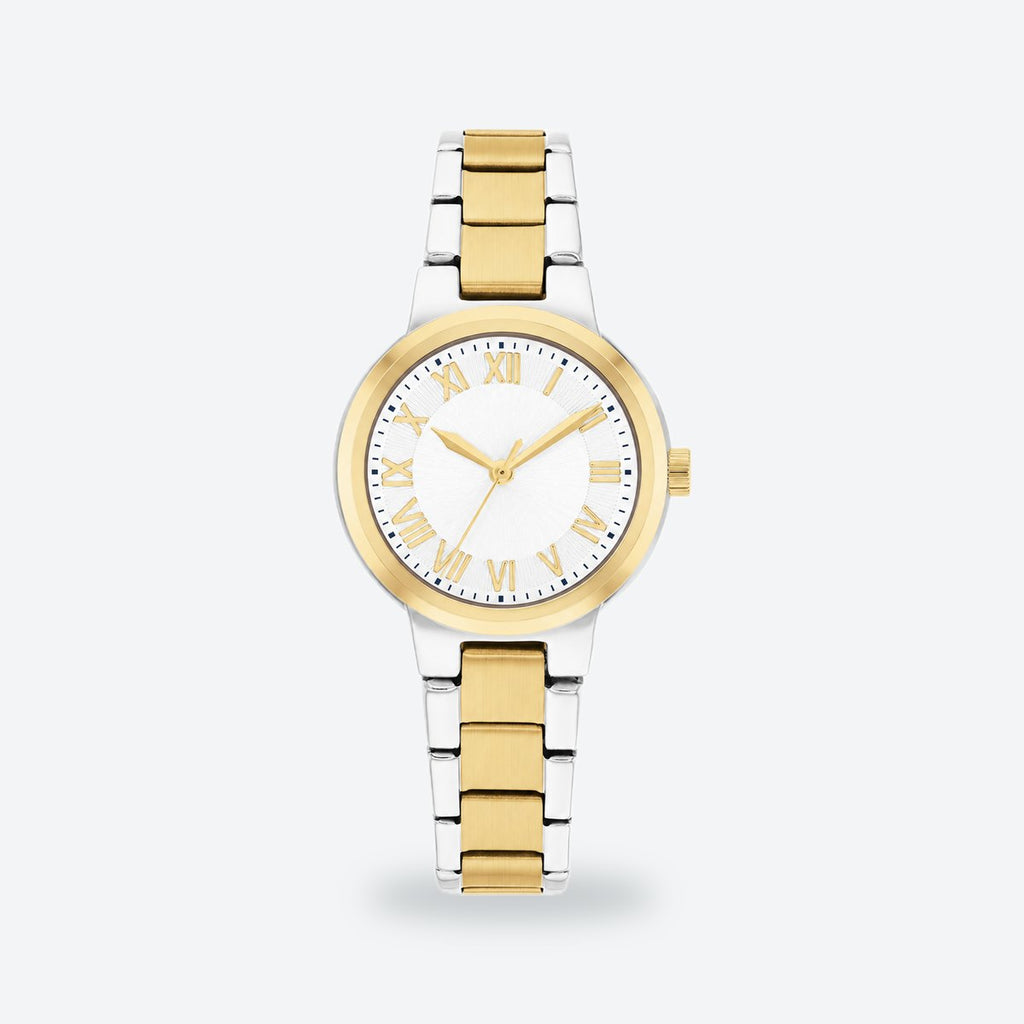Women's 28mm White Dial Watch, Steel Bracelet, Style 2, White dial / Silver and gold-tone