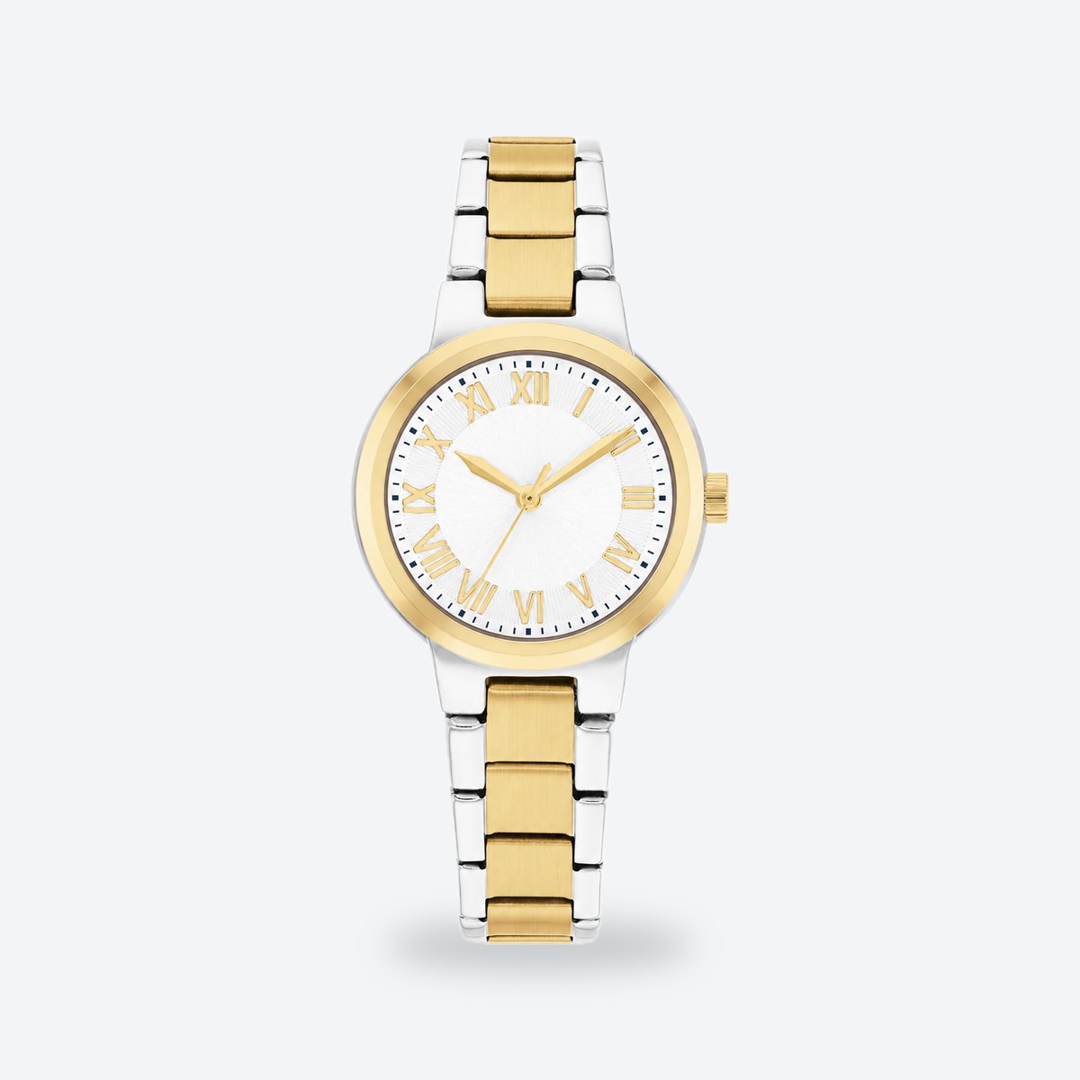 Women's 28mm White Dial Watch, Steel Bracelet, Style 2, White dial / Silver and gold-tone