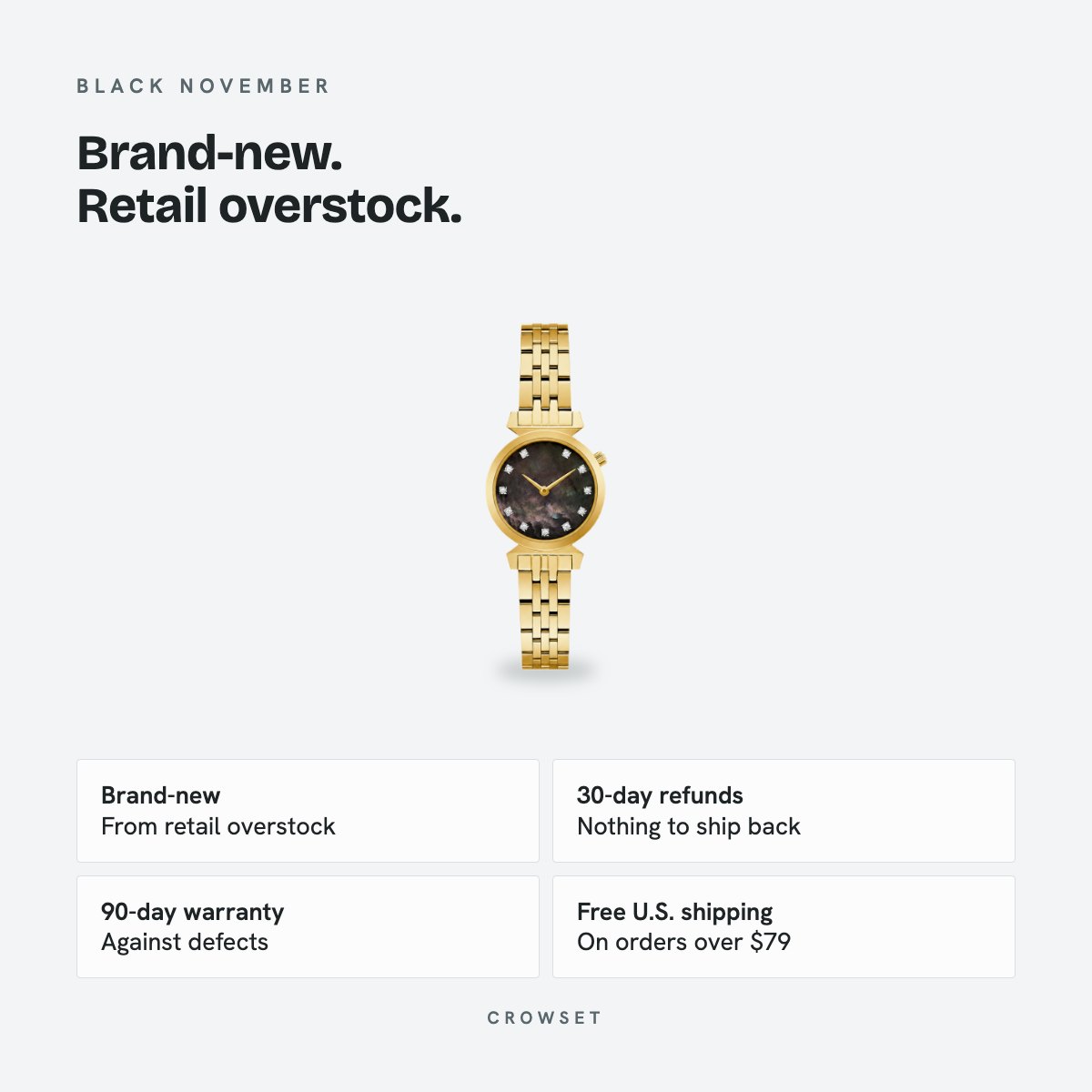 Women's 24mm Black Dial Watch, details