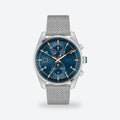 Men's 44mm Blue Dial Chronograph Watch, Steel Bracelet, Silver-Tone, Blue dial / Silver-tone