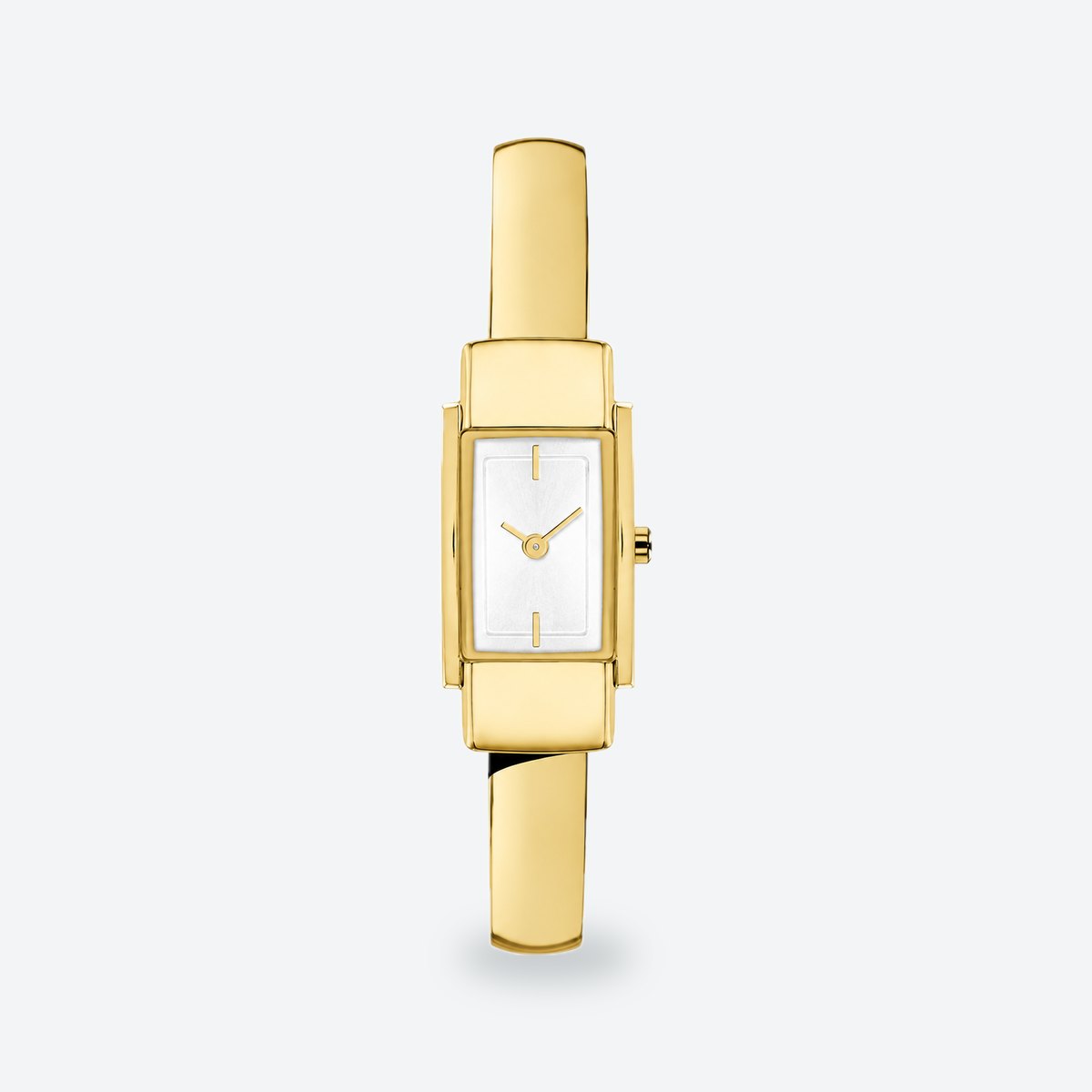 Women's 15mm Black Dial Watch, White dial / Gold-tone