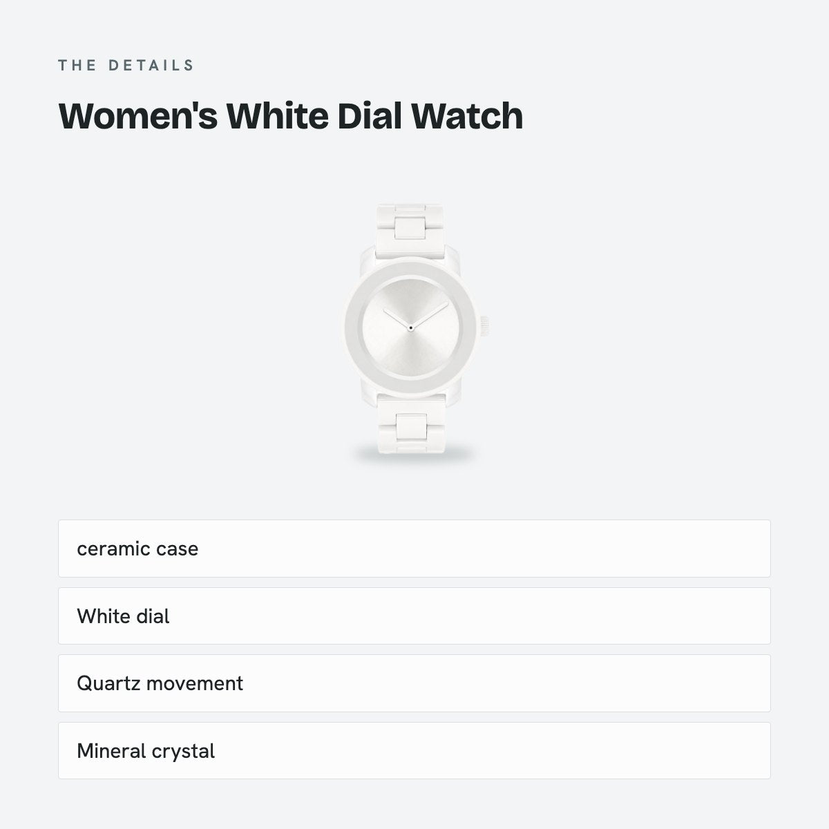 Women's White Dial Watch, details