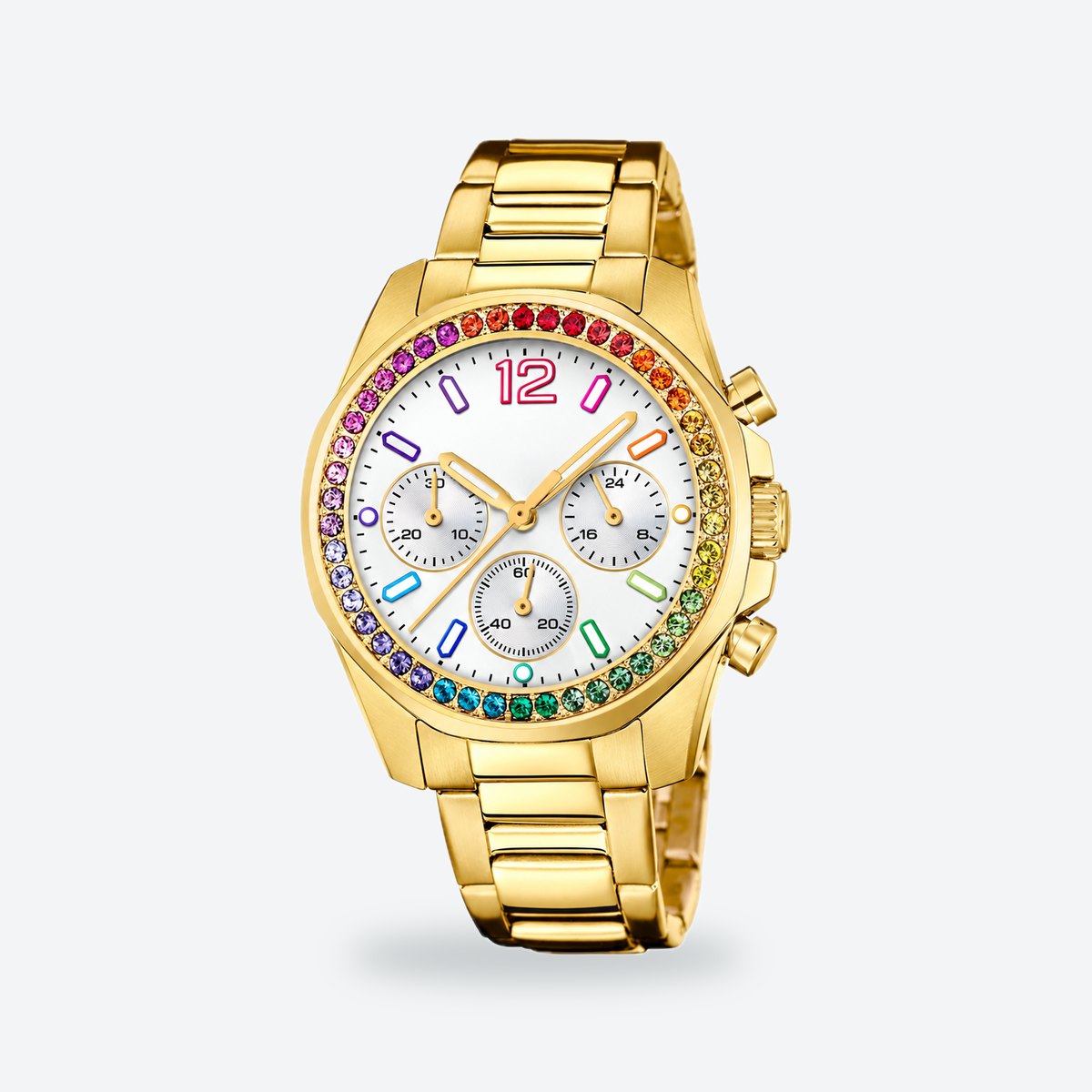 Women's 38mm Silver Dial Chronograph Watch, Steel Bracelet, Gold-Tone, Style 2, photo