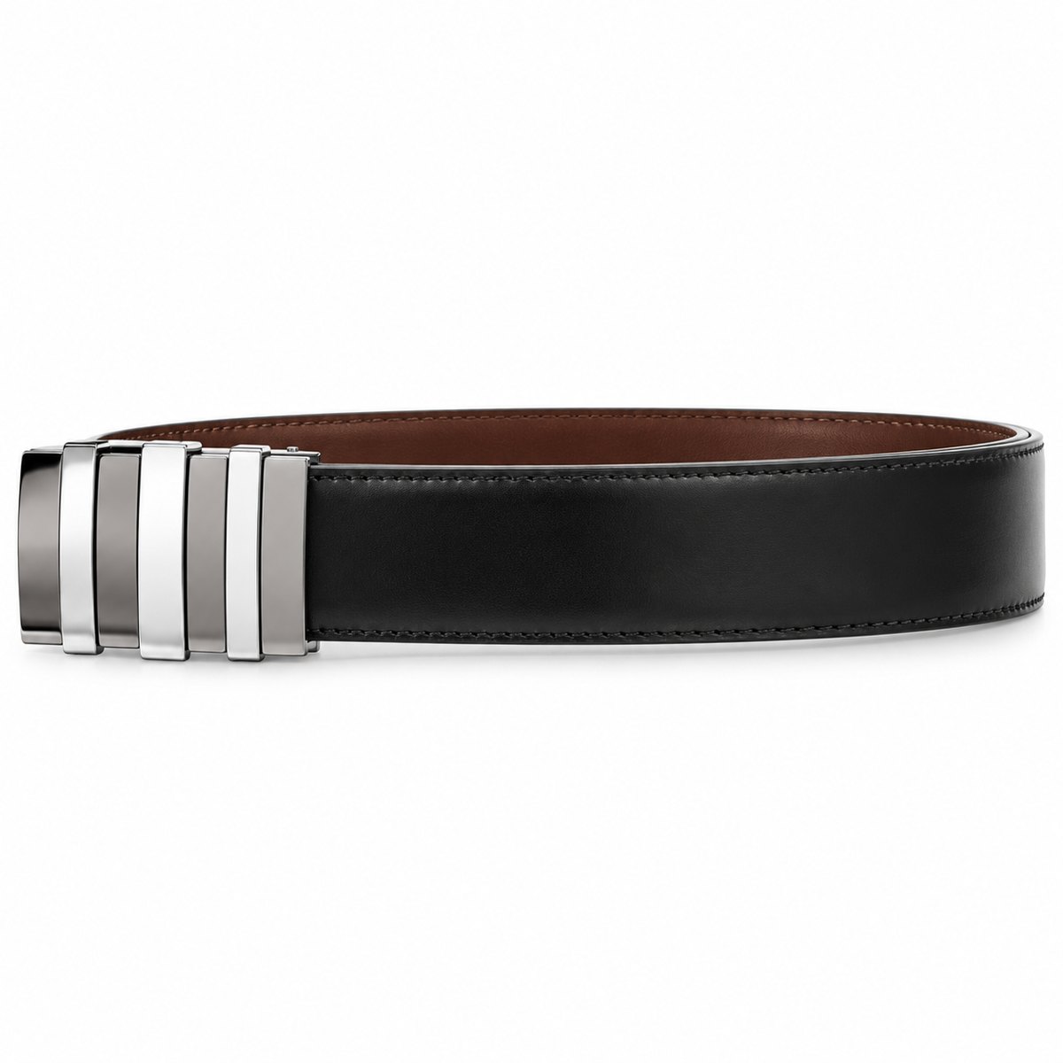 Men's Reversible Leather Belt, Black and Brown, view 3