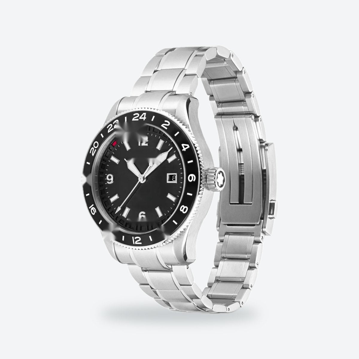 Men's 42mm Black Dial Chronograph Watch, Steel Bracelet, Silver-Tone, view 3