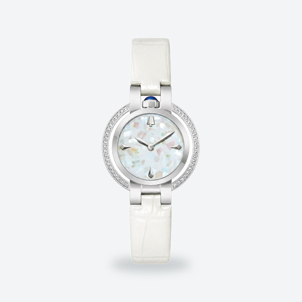 Women's 30mm White Dial Watch, Leather Strap, White dial / White