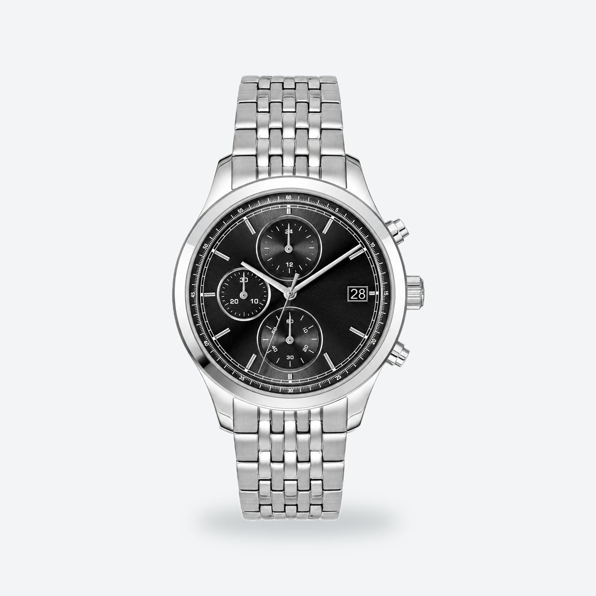 Men's 41mm Green Dial Chronograph Watch, Black dial / Silver-tone