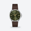 Men's 41mm Green Dial Watch, Leather Strap, Green dial / Brown