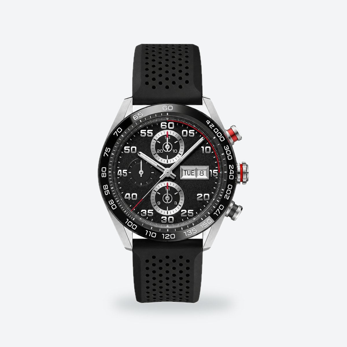 Men's 44mm Orange Dial Chronograph Watch, Black dial / Black