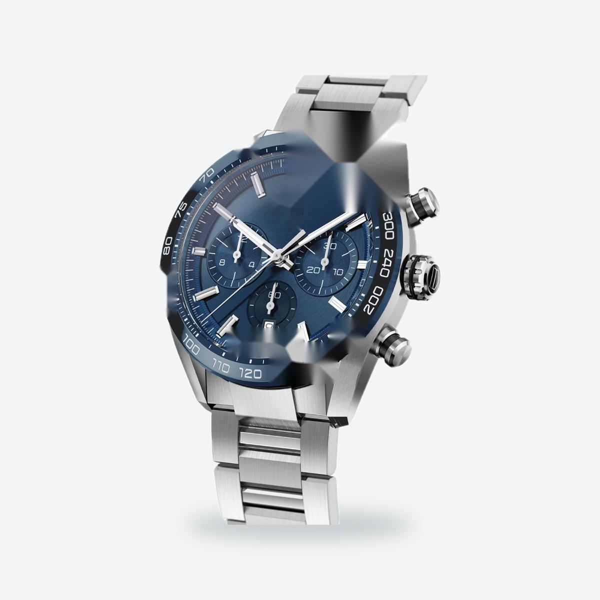 Men's 44mm Blue Dial Chronograph Watch, Steel Bracelet, Style 3, view 4